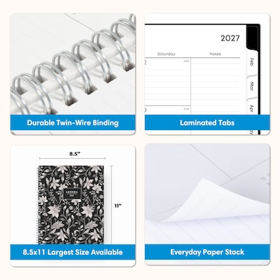 2027 Blue Sky 8.5" x 11" Weekly & Monthly Planner, Black/White (160989)