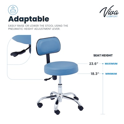 Viva Comfort Armless Vinyl Medical and Lab Stool with Lumbar Support, Blue (ADI910-03-BLU-MK)