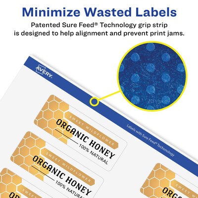 Avery Laser/Inkjet Rectangle Removable Labels, 1.5" x 2.75", White, 500 Labels/Box (94230)