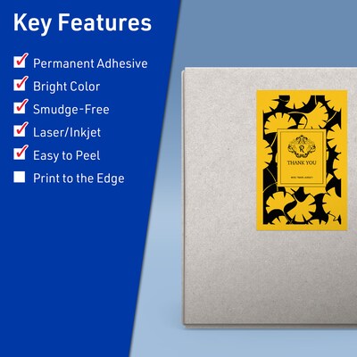 Avery Laser/Inkjet Rectangle Multipurpose Labels, 5.5 x 8.5, Bright Yellow, 80/Pack (94229)