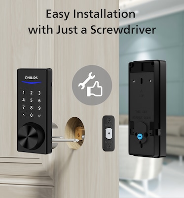 Philips Bluetooth Touchscreen Smart Deadbolt with Wi-Fi Bridge, Matte Black Finish
