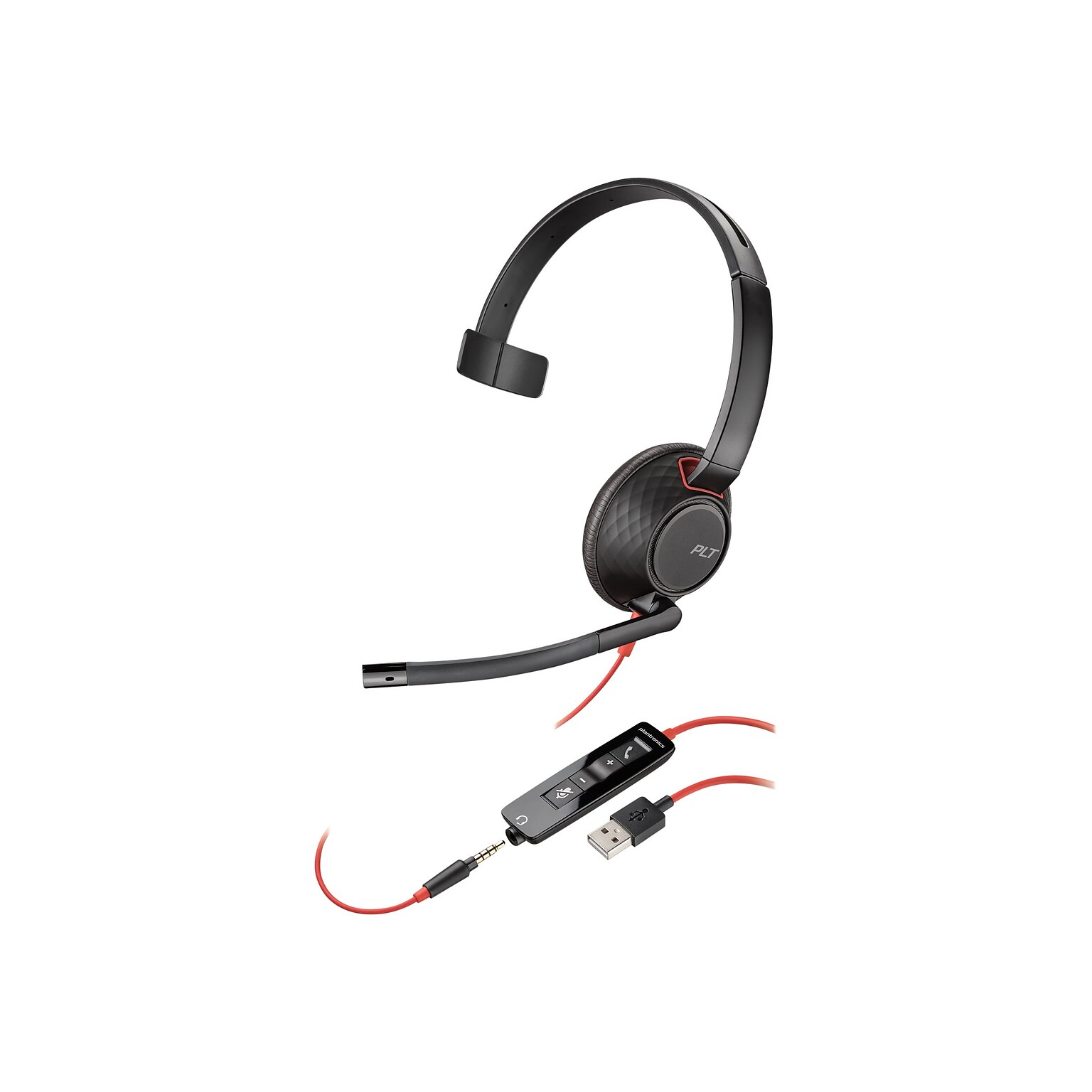 Poly - Plantronics Blackwire C5210 USB-A Mono Computer Headset, Over-the-Head, Black  (207577-03)