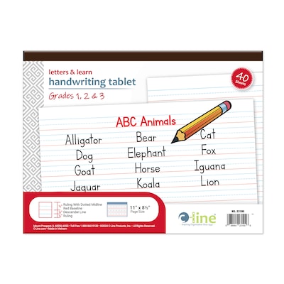 C-Line Handwriting Practice Paper, 11 x 8.5, White, 40 Sheets/Pad, 6 Pads/Bundle (CLI23100-6)