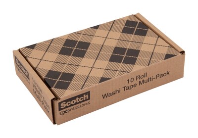 Scotch Expressions Washi Tape, .59 in" x 393 in yds., Assorted Colors, 10 Rolls/Pack (C317-10-SIOC)