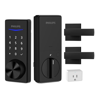 Philips Bluetooth Touchscreen Smart Deadbolt with Wi-Fi Bridge & Square Zinc Lever – Matte Black