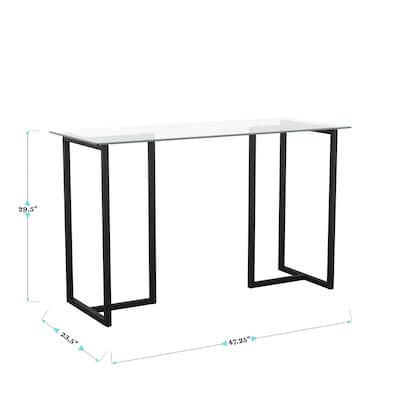 Martha Stewart Eli 47"W Glass/Steel Home Office Desk, Clear/Oil-Rubbed Bronze (XUDK1BK)