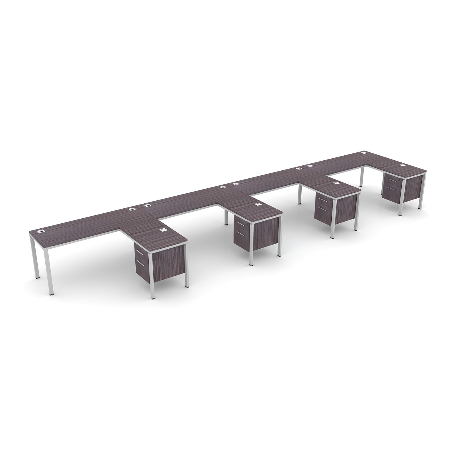 Boss Office Products Simple System 66W L-Shaped Desk, Driftwood, 4/Set (SGSD012-202)