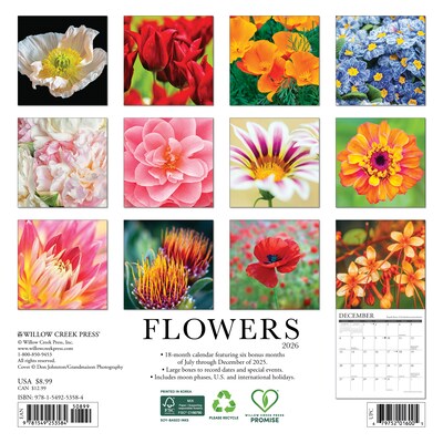2026 Willow Creek Flowers 7 x 7 Monthly Wall Calendar (53584X)