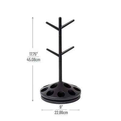 Mind Reader Anchor Plastic Coffee Pod Carousel with Mug Tree, 12-Pod Capacity, Black (PODTREE-BLK)