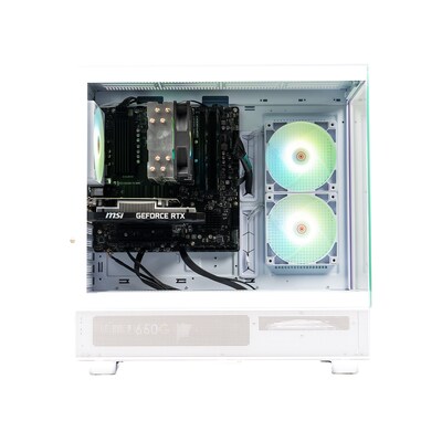 Skyetch Azure 3 Gaming Desktop Computer, NVIDIA GeForce RTX3050, AMD Ryzen 5 5500, 16GB RAM, 1TB SSD, Windows 11, White