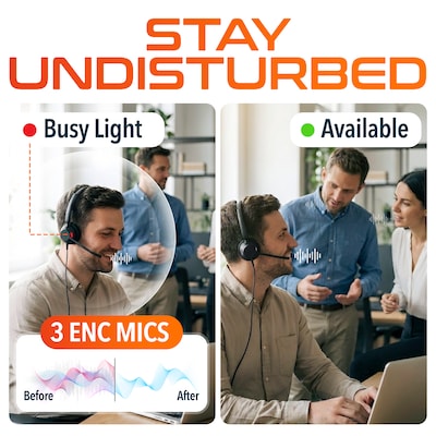 Delton 62Y MS Teams Noise-Canceling On-Ear Computer Headset with 3-Mics, USB Type-A & Type C, Black (DHS62Y)