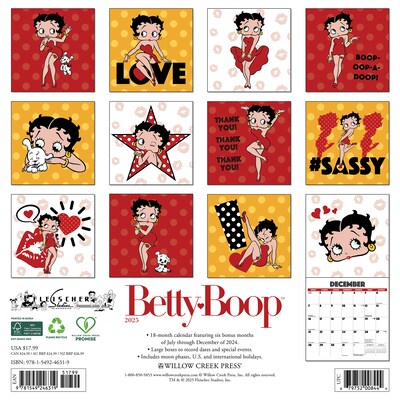 2025 Willow Creek Betty Boop 12 x 12 Yearly Wall Calendar (46319)