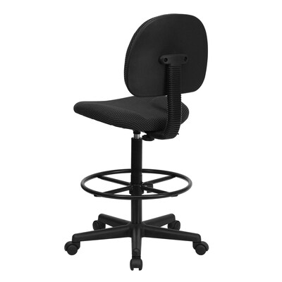 Flash Furniture Mid Back Fabric Ergonomic Drafting Stool, Black