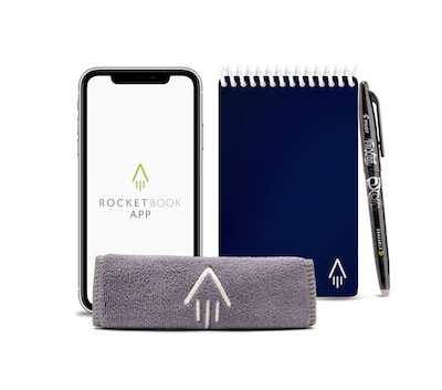 Rocketbook Mini Reusable Smart Notepad, 3.5 x 5.5, Dot-Grid Ruled, 48 Sheets, Blue (EVR-M-RC-CDF-F