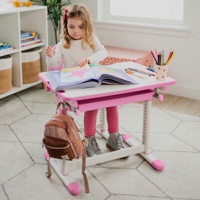 Mount-It! 26"W Kid's Desk with Chair, Pink (MI-10203)