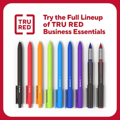 TRU RED™ Retractable Quick Dry Gel Pens, Fine Point, 0.5mm, Black, 5/Pack (TR54486)