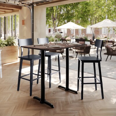 Flash Furniture Acadia Wooden Dining Table with T-Bases, 30D x 48W, Dark Brown/Black Base (ST3048WBRT0522B)