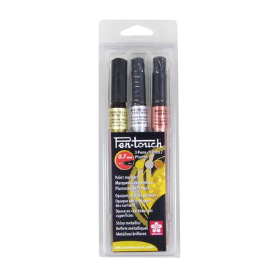 Sakura Pen-Touch Washable Water-Based Markers, Assorted Metallics, 3/Pack, 3 Packs/Bundle (SAK42191-