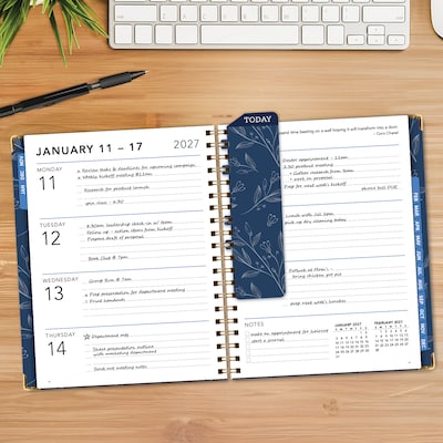 2027 Excello Brands 9" x 11.3" Weekly & Monthly Standard Planner, Paperboard Cover, Blueberry Vines (LGPRT-CY27-8511-88)