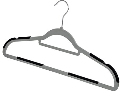Honey-Can-Do Plastic Hanger with Anti-Slip Rubber Grips, Gray/Black, 15/Pack (HNG-08940)
