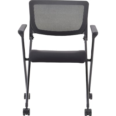 Lorell Mobile Mesh Back Nesting Chairs, Black, 2/Carton (LLR41845)