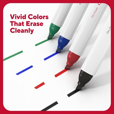 TRU RED™ Dry Erase Kit, Chisel Tip, Assorted, 4/Pack (TR61742/TR56940)