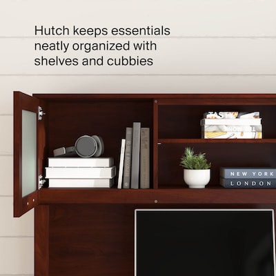 Bush Home Somerset 60" W Desk Hutch, Storage Shelves for Office Desk, Hansen Cherry (WC81731)
