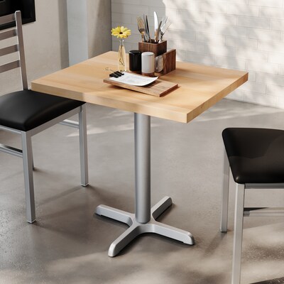 Flash Furniture Bennett Wooden Commercial Indoor Table, 30 x 24, Natural Top/Silver Base (GSF2430NTT2222S)