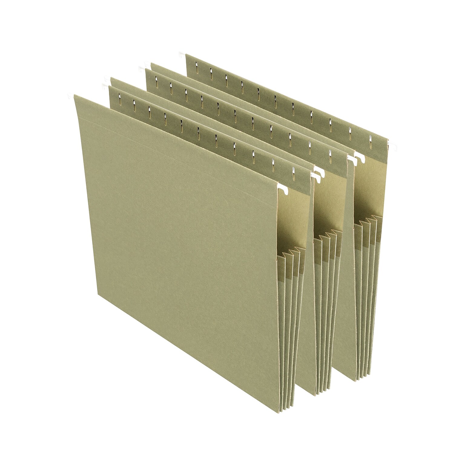 Staples Hanging File Pockets, 3.5 Expansion, Staight Cut, Letter Size, Standard Green, 4/Box (ST260828-CC)
