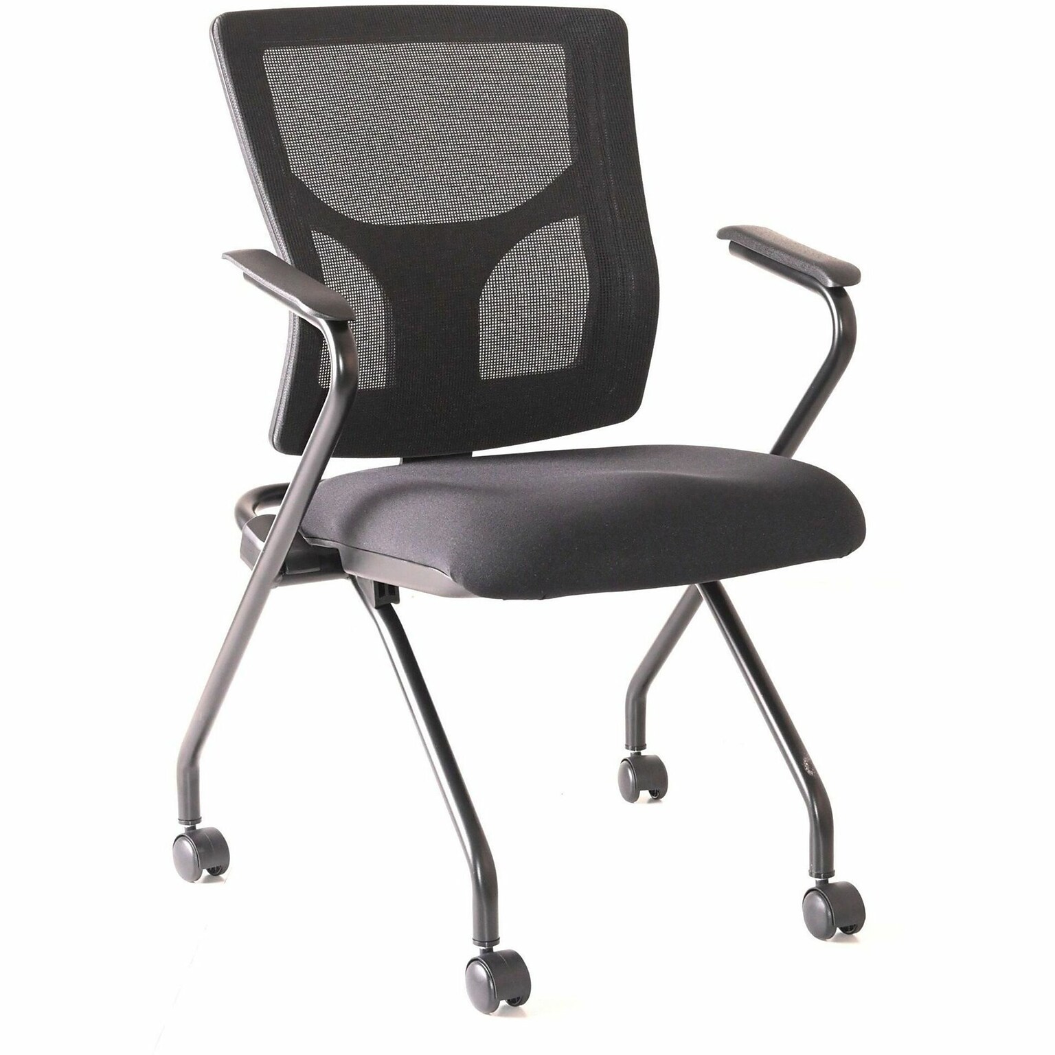 Lorell Conjure Fabric Office Nesting & Folding Chairs, Black, 2/Carton (LLR62019)