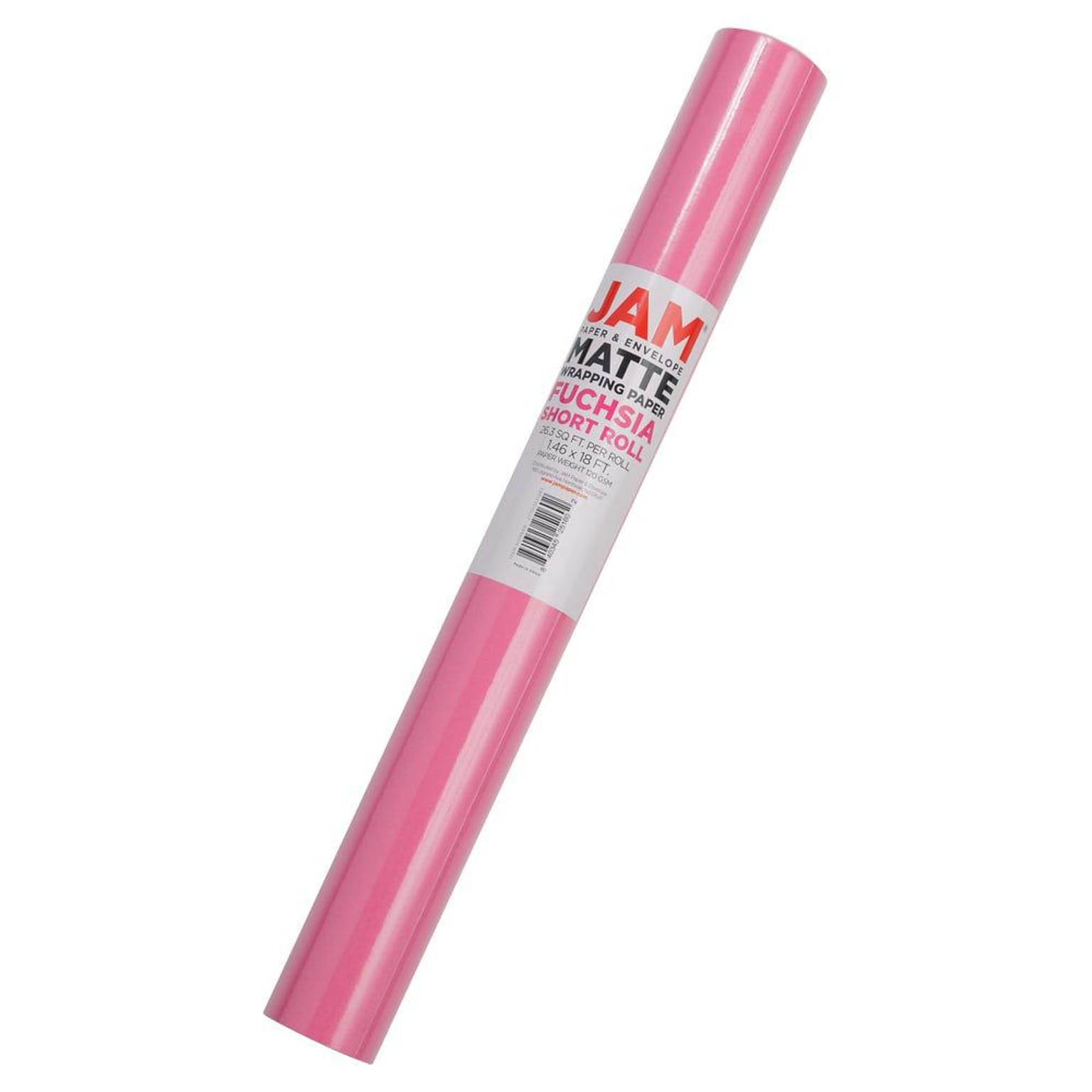 JAM Paper Short Mini Roll Wrapping Paper, 26.3 sq. ft., Fuchsia Pink, 2/Pack(277013531263a)