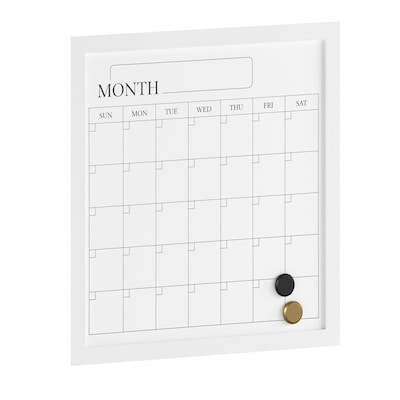 Martha Stewart Everette Magnetic Dry Erase Monthly Calendar Set, Engineered Wood Frame, 18 x 18 (B