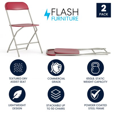 Flash Furniture HERCULES Series Plastic Banquet/Reception Chair, Red, 2/Pack (2LEL3RED)