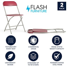 Flash Furniture HERCULES Series Plastic Banquet/Reception Chair, Red, 2/Pack (2LEL3RED)