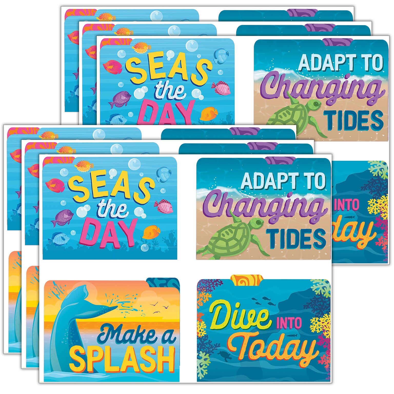 Eureka Seas the Day Eureka File Folder, 1-Tab, Letter/Legal Size, Multicolored, 4/Pack, 6 Packs/Bundle (EU-866455-6)