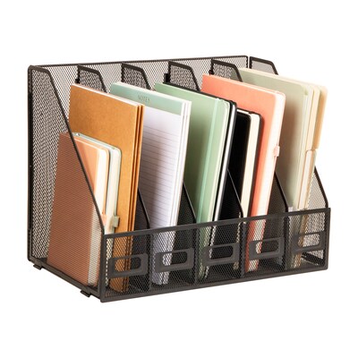 Mind Reader 5-Compartment Metal File Organizer, Black (JMAG5C-BLK)