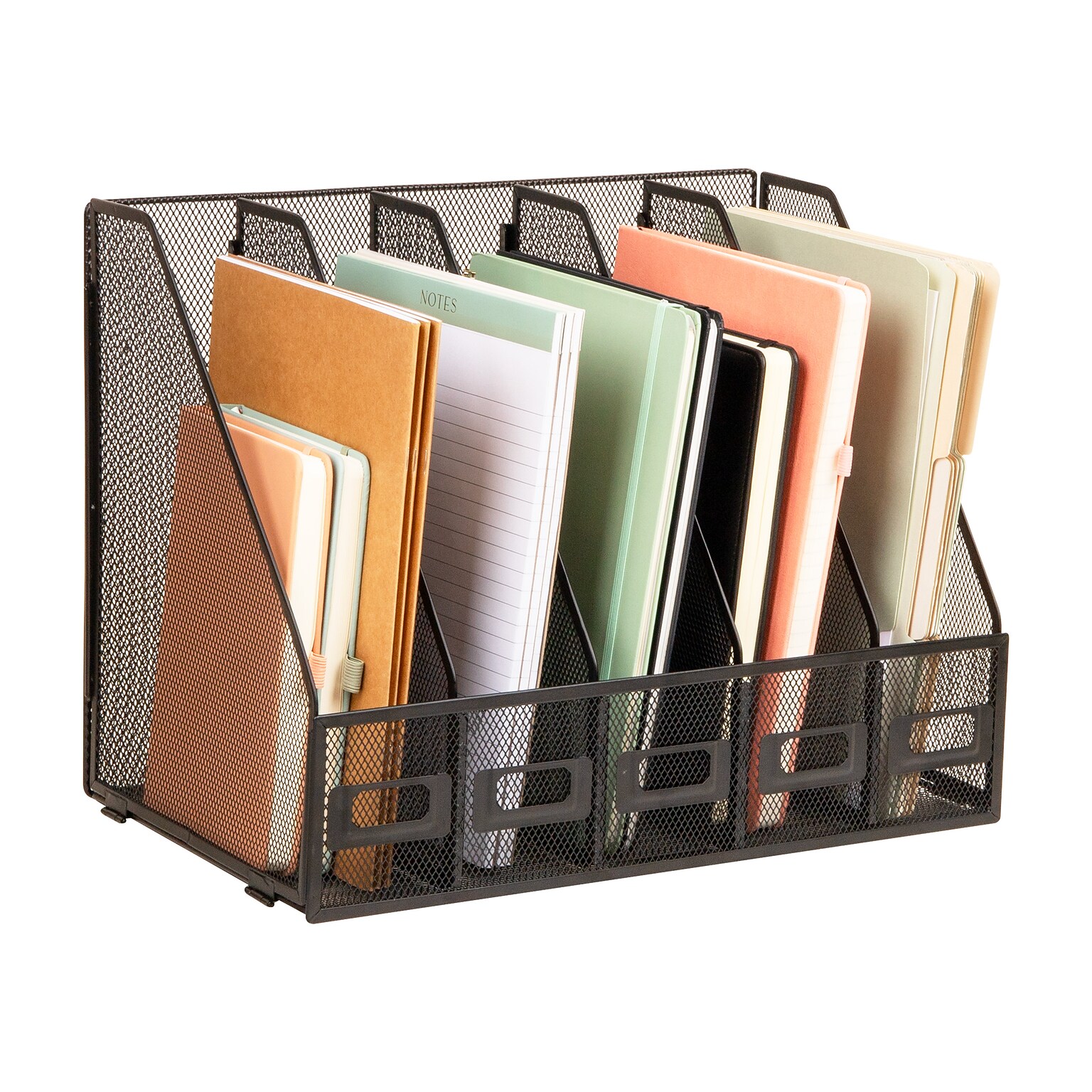 Mind Reader 5-Compartment Metal File Organizer, Black (JMAG5C-BLK)