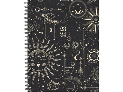 2023-2024 Willow Creek Cosmic 8.5" x 11" Academic Weekly & Monthly Planner, Paperboard Cover, Black/Beige (38246)