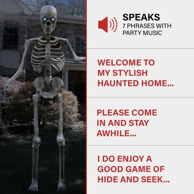 Haunted Hill Farm 8' Tall Motion-Activated Towering Skeleton (HHTWRSKEL-2FLSA)
