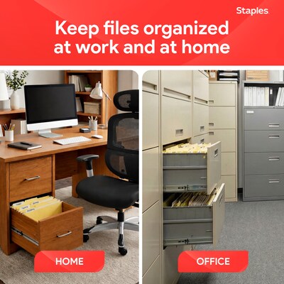 Staples® Hanging File Folders, 1/5-Cut Tab, Letter Size, Yellow, 25/Box (ST163519-CC)