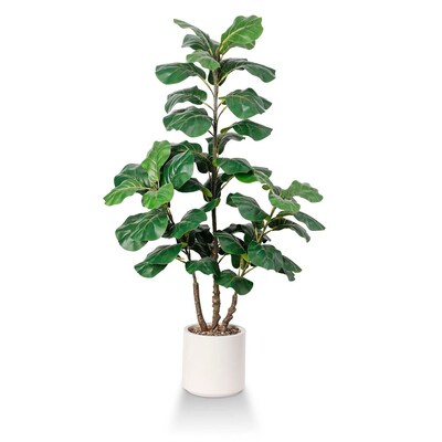 Forever Leaf 60 Artificial Fiddle Leaf Fig Tree with White Pot (FEV-FIWH60)