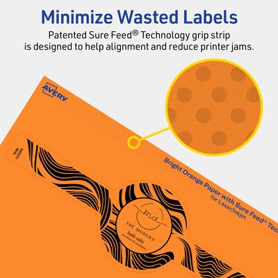 Avery Decorative Edge Multipurpose Labels, 2-3/8" x 8", Bright Orange, 120/Pack (94117)