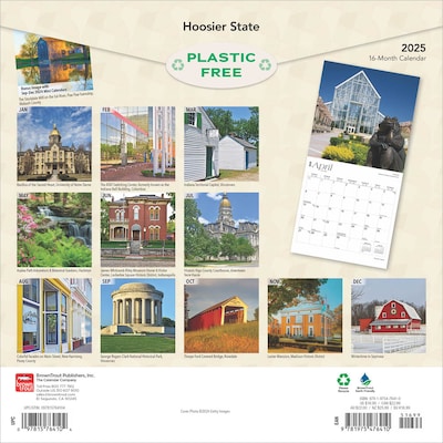 2025 BrownTrout Hoosier State Indiana Places 12 x 12 Monthly Wall Calendar (9781975476410)