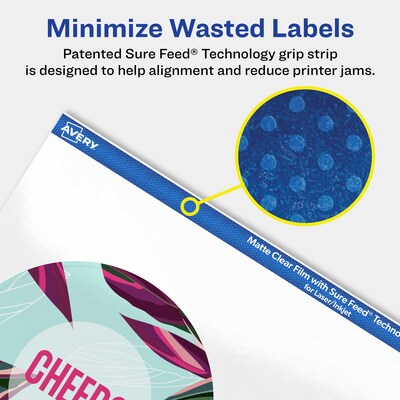 Avery Laser/Inkjet Circle Multipurpose Labels, 3-1/2" Dia., Clear, 40/Pack (94514)
