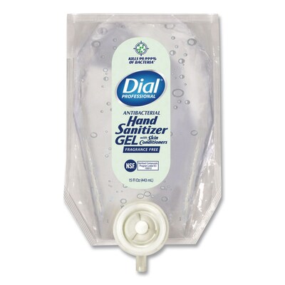 Dial Antibacterial Gel Hand Sanitizer Refill for Versa Dispenser, Fragrance-Free, 15 oz., 6/Carton (DIA12258CT)