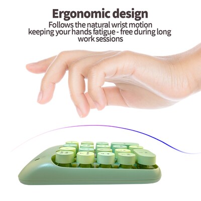 SaharaCase Retro Numeric Keypad Wireless Ergonomic Number Pad, Sage Green (KB47)