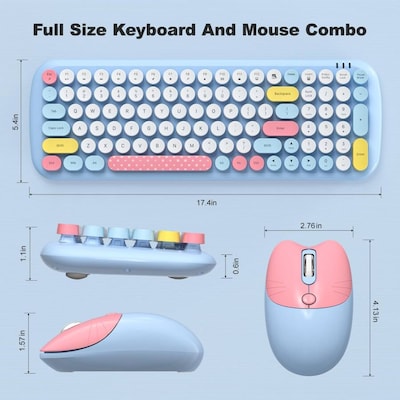 SaharaCase Wireless Ergonomic Keyboard and Laser Mouse Combo, Blue (KB17)