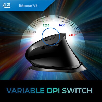 Adesso iMouse Ergonomic Vertical Optical USB Mouse, Black (IMOUSE V3-TAA)