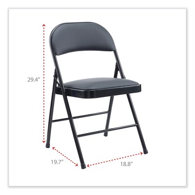 Alera® Leather Office Folding Chair, Black, 4/Carton (ALECA9416)