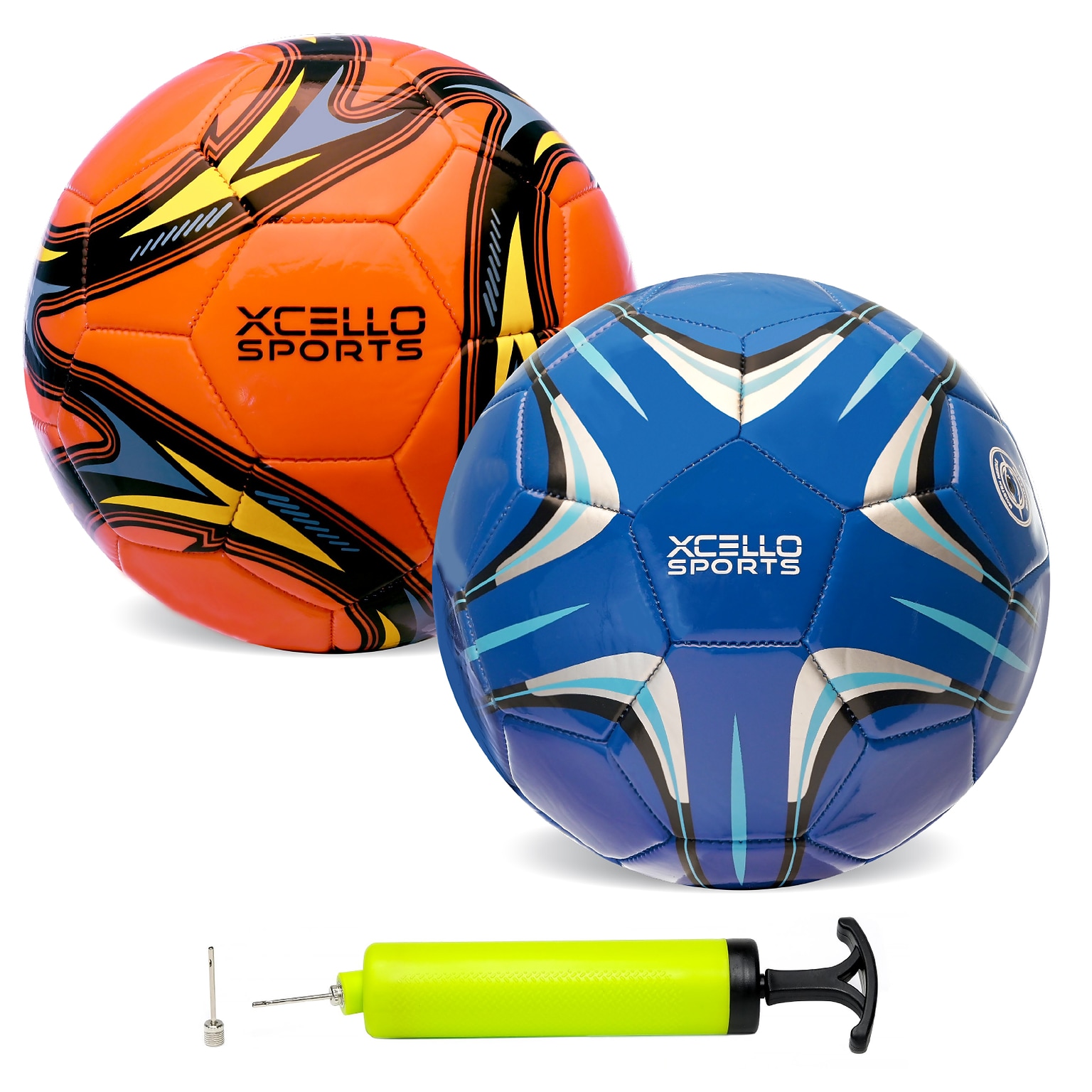 Xcello Sports Size 3 Soccer Balls with Pump, Blue/Orange, 2/Pack (SB-S3-2-ASST-6)